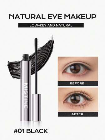 MISTINE Waterproof Mascara Black Volume And Length, 24-Hour Curling, Lifting, Lengthening Mascara, No Clump, Smudge-Proof Black Mascara, Cruelty Free & Vegan Mascara, Black, 5g 1 Pack