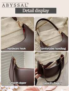 Ladies Bag; Korean Version Of Fashion Retro Handbag For Women; Tote Bag New Fashion Simple Texture Single Shoulder Bag Leisure Handbag Crescent Moon Small Travel Accessories,Halloween,Halloween Decor,Fall Decor[US Local Warehouse] - Nhiều màu - Xem 4