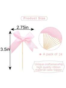 12/24 chiếc Đầu bánh cupcake nơ hồng, Đồ trang trí sinh nhật cho tiệc chia tay cuộc sống độc thân, Đồ dùng tiệc tùng, Tiệc độc thân, Lễ đính hôn, Đám cưới, Tiệc chào đón em bé, Trang trí tiệc sinh nhật theo chủ đề nơ cho bé gái, Tiệc chào đón em bé, Tiệc tiết lộ giới tính, Trang trí bánh tiệc tắm em bé - Hồng - Xem 13
