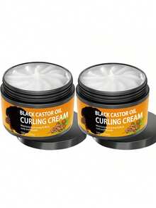 2pcs Black Castor Oil Curl Cream, Infused With Moroccan Argan Oil - Long-Lasting Frizz Control, Moisturizing Elastic Curl Styling Conditioner, Suitable For Dry And Curly Hair, Unisex - 2PCS - View 9