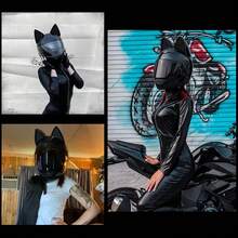 Cascos de motocicleta Cascos de motocicleta para mujeres Artículos de protección Suministros para motocicletas Casco de orejas de gato, casco, casco de moto, casco para mujer, regalo, para el hogar - Blanco - Ver 11