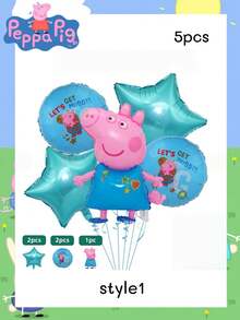 5 pièces Combinaison de ballons de décoration de fête de dessin animé Peppa Pig. Meilleur cadeau de fête pour de bons amis, décoration d'ambiance de fête, décoration de fête parfaite, décoration de la maison, décoration parfaite de la chambre, cadeau de Noël, Saint-Valentin, cadeau idéal pour l'ami, convient pour les célébrations d'anniversaire, souvenir pour femmes, mignon esthétique, Saint-Valentin, cadeaux, décorations, décoration de la maison, cadeaux de la Saint-Valentin, décorations de Noël, hiver