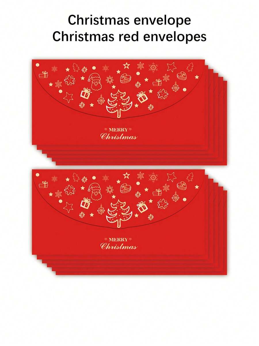 1/5/10 pezzi Buste regalo di Natale, Buste rosse, Buste per contanti con design in oro a tema natalizio, Decorazioni per Capodanno, Accessori per feste e atmosfera natalizia, Regali di Natale, Decorazioni per feste di matrimonio e compleanni, Decorazioni natalizie per la casa, Decorazioni invernali per la casa