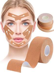 2 Volumes Face Tape | Facial Myofascial Lift Tape For Skin Firming, Tightening | Face, Neck And Forehead Lift Tape | Face Smoothing, Skin Lifting Facial Patches.Christmas, Winter, Pink, Graduation, Birthday, Holiday, Summer, Autumn, Spring, Y2K, Fancy Fashion, Women's Makeup, Makeup Party, Beach Travel, Camping, Outdoor School, Campus Travel, Festival Decoration Gifts, Roses, Girl Role Playing, Best Colors, Charm, Atmosphere