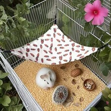 Small Animal Hideaway& Hammock, Cozy House With Roof For Small Pets To Sleep And Hide - Washable Pet Cave& Hideout Corner, Hanging Hammock Hideout Bed, Cage Accessories For Guinea, Hamster, Rat, Glider, Squirrel, Ferret, Kitten, Squirrel, Chinchilla