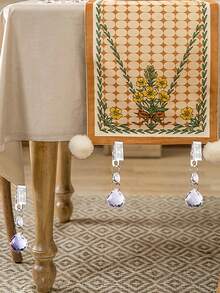 10Pcs Artificial Crystal Tablecloth Clips Metal Clips Tablecloth DecorTablecloth Sun Catcher Fixed Clips Weighted Clips For Living Room Coffee Shop Restaurant Hotel Wedding Party Outdoor Tablecloth Decoration Sun Catcher Hanging Decoration