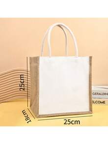 6/12 pezzi Borse a tracolla in iuta con manici - Borse della spesa riutilizzabili in iuta, tela bianca per progetti fai-da-te, regali di matrimonio, damigelle e shopping in spiaggia, 37*17*26cm/32*13*20cm, perfette per artigianato e organizzazione, forniture per confezioni regalo | Borsa a tracolla in iuta naturale | Materiale in iuta durevole, piccola borsa regalo - Bianco - Visualizzare 18