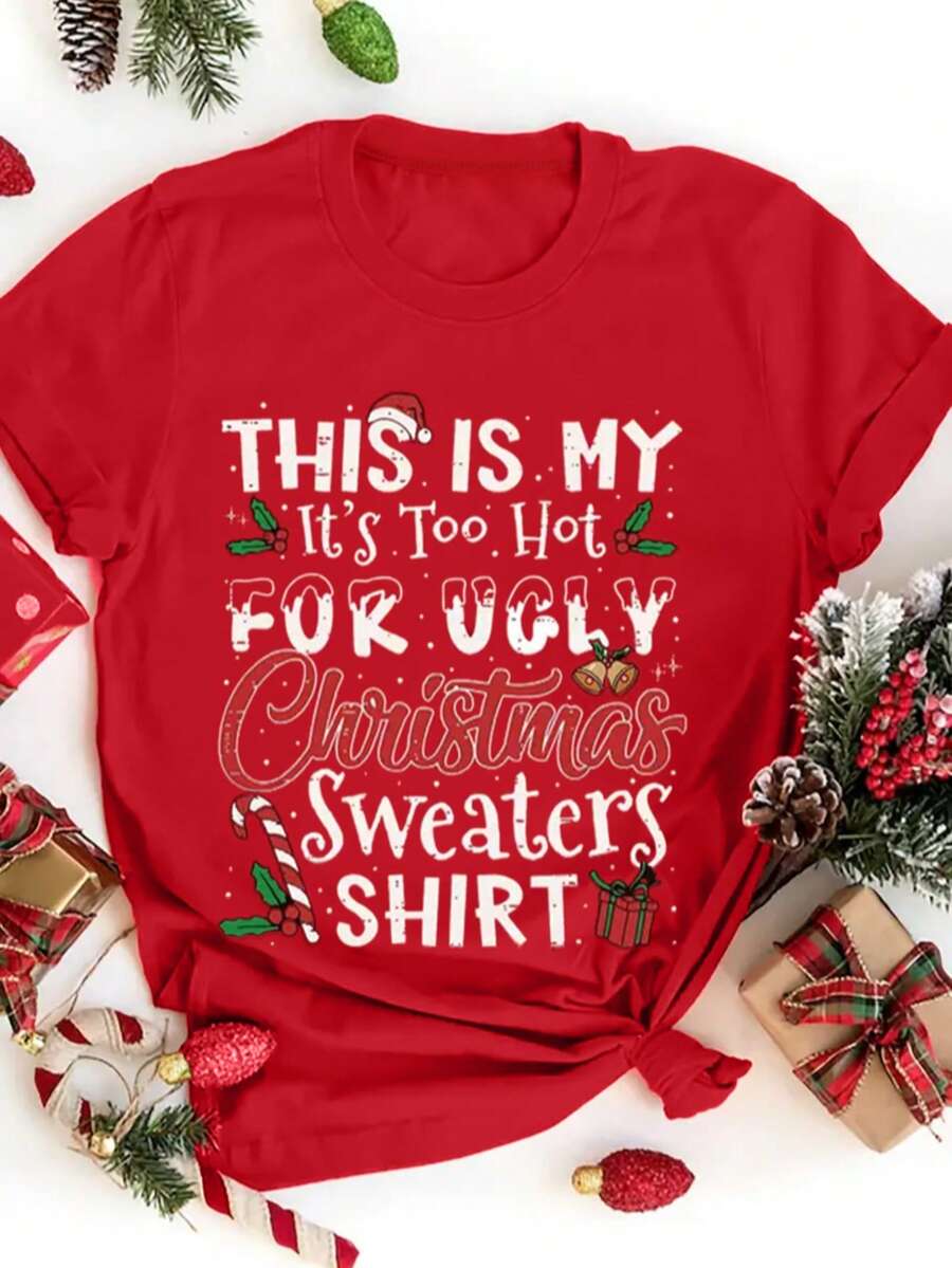 Christmas Atmosphere Women's Casual Round Neck Short Sleeve T-Shirt