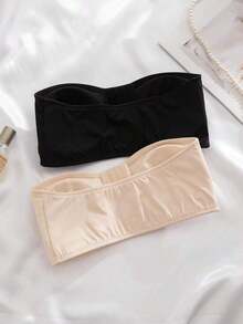 2 piezas Conjunto de sujetador de boda, sujetadores con cierre delantero acolchados y con aros de empuje para mujeres, multicolor - Negro + color de piel - Ver 3