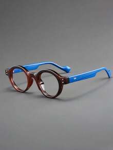 New Retro Round Fashion Sunglasses, Small Frame Round Face Glasses, Contrast Color Vintage Unisex, Lightweight & Transparent, Suitable For All Seasons