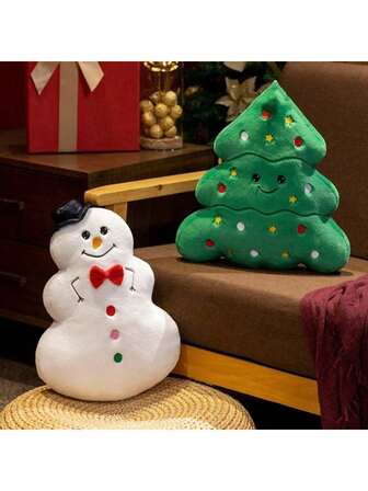 1 件圣诞枕头，带圣诞树、姜饼人、雪人、圣诞屋毛绒娃娃靠垫、节日装饰娃娃、新年圣诞礼物毛绒枕头