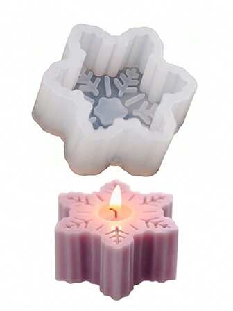 1pc Transparent Liquid Silicone Material Silicone Mold, Christmas Snowflake Scented Candle Mold, DIY Handmade Soap Mold, Creative Shaped Fragrance Stone Silicone Mold, Suitable For Making Gifts, Scented Candles, Home Fragrance Stones, Handmade Soaps