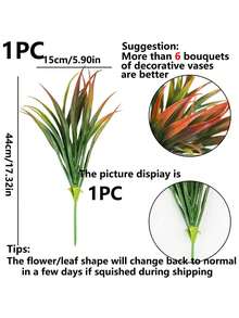 1/3/5/80 pièces Plantes artificielles de 44 cm Herbe de printemps Vase Fausses plantes aquatiques pour décoration de table à manger verte, bureau et ferme, mariage, cuisine, maison, centre de fleurs de mariage, arrangement floral, pour décorations de printemps et d'automne, vase de mariage pour chambre, salle à manger, chambre à coucher, accessoires de fête d'anniversaire, décorations de jardin extérieur - Orange - Voir 2