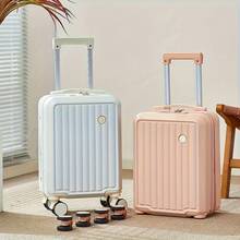 New Lightweight 14-Inch Carry-On Trolley Suitcase, High-Quality Small Travel Luggage With Removable Wheels, Password Lock, Phone Holder, Cup Holder, Multi-Function, High Load-Bearing Capacity, Suitable For Outdoor Travel