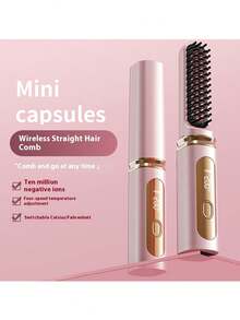 4000mAh 无线直发器，便携式迷你直发器，负离子双功能卷发棒，二合一电动梳子
