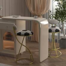 29 Inch Bar Stool Set - Counter Height Stool, Velvet Counter Stool, High Stool With Backrest And Metal Legs, Medieval Modern Bar Chair For Kitchen Island, Dining Room Chair - B-gold (football Print Bench) - View 3
