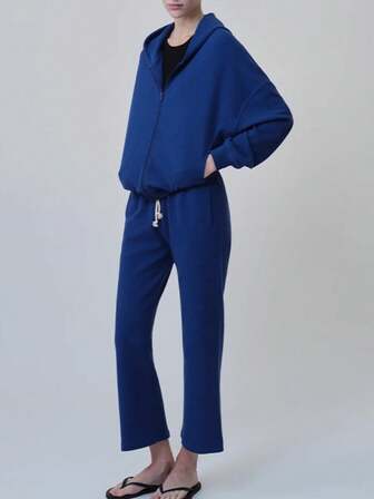 QING ROU 2pcs Set: Sweatshirt + Pants, Fashionable Versatile Soft Loungewear Set, Can Be Worn Outdoors, Autumn/Winter