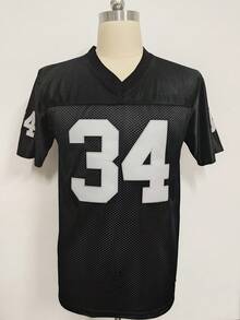 KTYSDE Men's #34 Black Olive Football Jersey, Vintage Las Vegas Embroidered Design - Loose Fit V-Neck Short Sleeve American Football Sports Wear, Suitable For Casual, Match Training And Streetwear, Christmas Gift, - Black - View 2