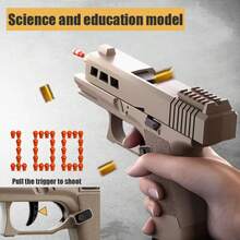 Semi-Automatic Science Education Toy Gun With Automatic Loading And Shell Ejection Functions. Includes A Shooting Body, Two Magazines, 100 Bullets And 12 Shells. Ideal Halloween, Christmas New Year's Day, Birthday Present - Khaki - View 6
