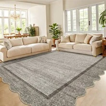 Modern Home Decor Simple Living Room Area Rug Non Slip Thin Bordered Entrance Runner Rug Non Shedding Low Pile Mat Throw Rug Easy To Clean Stain Resistant Carpet Printed Washable Soft Floorcover For Dinning Room Kitchen Laundry Bathroom Bedroom - Brown - View 1