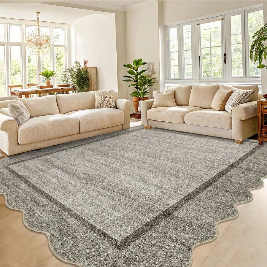 Modern Home Decor Simple Living Room Area Rug Non Slip Thin Bordered Entrance Runner Rug Non Shedding Low Pile Mat Throw Rug Easy To Clean Stain Resistant Carpet Printed Washable Soft Floorcover For Dinning Room Kitchen Laundry Bathroom Bedroom - Brown - View 1