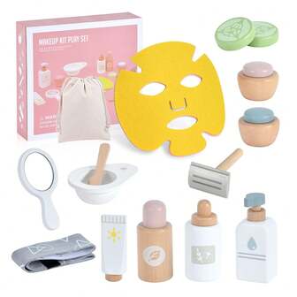 Wooden Pretend Makeup & Mask Set For Girls - Foster Creativity, Confidence, & Play - Ideal Gift For Creative Minds