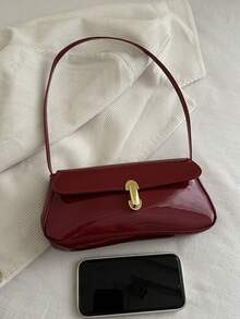 2025 New Fashion Personalized Lock Handbag, Underarm Shoulder Tote Bag - Burgundy - View 5