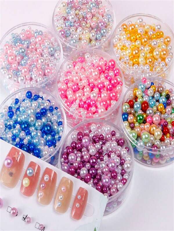 400pcs 1.5-5mm Bright ABS Faux Pearl Beads, Mixed Size, DIY Nail Art, Wedding Decoration, Colorful Pearls