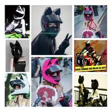 Cascos de motocicleta Cascos de motocicleta para mujeres Artículos de protección Suministros para motocicletas Casco de orejas de gato, casco, casco de moto, casco para mujer, regalo, para el hogar - Blanco - Ver 12
