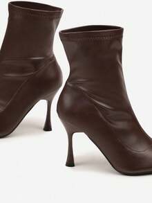 Elegant Women's Sock Boots - Classic Autumn/Winter Casual Work/Office - Brown - View 6