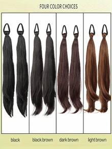 Synthetic Hair Extensions For Girls: High-Level Wavy Ponytail Set Natural-Looking (Includes Elastic Bands) Low-Pony Style Sweet And Energetic Wavy Double Ponytail Hairpiece - Multicolor - View 8