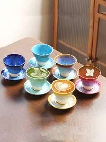 1 pièce Tasse en céramique créative avec glaçure craquelée, tasse à latte en céramique vintage, convient pour tasse à café à la maison, tasse à eau de table de salle à manger, tasse à café de bureau pour hommes et femmes, cadeau (couleur de glaçure craquelée aléatoire, n'achetez pas si cela vous dérange)