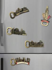 1个3D立体浮雕装饰磁性贴纸，城市地标文化创意金属冰箱贴，独特旅行纪念品 - 彩色 - 查看 6