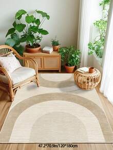 1 Stück beiger Großraum-Teppich für Wohnzimmer, abstraktes Linien- und modernes minimalistisches Wasserwellen-Muster, flauschiges Material, weich und angenehm anzufühlen, leicht zu pflegen, wasserabweisend und fleckresistent, rutschfeste Rückseite, Teppich für Lobby, Schlafzimmer, Wohnzimmer, Badezimmer, Küche, Esszimmer, Büro, Raumdekoration und Fußmatte, für Feierlichkeiten.
