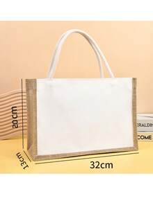 6/12 pezzi Borse a tracolla in iuta con manici - Borse della spesa riutilizzabili in iuta, tela bianca per progetti fai-da-te, regali di matrimonio, damigelle e shopping in spiaggia, 37*17*26cm/32*13*20cm, perfette per artigianato e organizzazione, forniture per confezioni regalo | Borsa a tracolla in iuta naturale | Materiale in iuta durevole, piccola borsa regalo - Bianco - Visualizzare 13