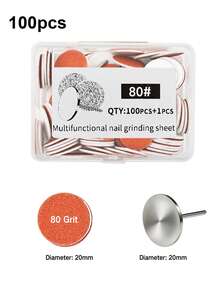 100pcs/Box Colorful Nail File Sanding Discs, Nail Grinding Discs With Bearings, Nail Care Tools, Flat Head Foot Grinding Discs - Multicolor - View 12