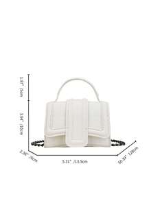 1pc Mini Fashion Crocodile Embossed Handbag With Detachable Shoulder Strap - White - View 2