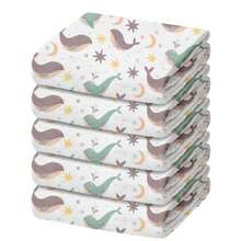 Pack Of 5 Luxury Cloth Diapers 70x70cm High Quality Minasrey Assorted Prints For Babies And Newborns In 100% Thick Cotton Fabric Double Extra Absorbent - Ideal For Layette And Maternity - 中性的 - 查看 6