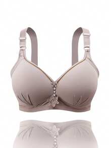 5pcs Large Size Thin Push Up Flower Bra Seamless Solid Color Women Bralettes - 彩色 - 查看 6