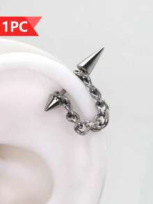 1PC/2pcs Earrings With Detachable Chain Stainless Steel Earrings Spiral Piercing Cartilage Piercing Gift Jewelry Punk Style Body Jewelry