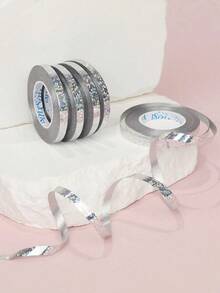 5 قطع - 5 متر شريط بالونات مرصع بالنقاط الفضية، شريط زخرفي للبالونات، ملفوف