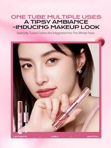 MISTINE Double Ended Lip Gloss 1.5g+1.5g Color Holding Lip Glaze Hydrating Lip Jelly Long Lasting Lipstick Lip Tint D06 Limited Edition