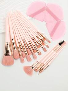 28件套终极化妆刷套装，包含大号散粉刷、腮红刷、修容刷、粉底刷、遮瑕刷和眼影刷 - 附赠水滴美妆蛋、拇指粉扑和三角粉扑 - 尼龙刷毛，适合所有肤质。化妆刷套装，化妆刷套装，化妆刷套装，全套化妆刷，化妆刷套装，全套化妆工具，化妆刷套装，化妆刷套装，化妆礼盒套装 - 粉色 - 查看 15