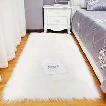 1pc White Rectangular Fluffy Rug, Soft & Skin-Friendly Carpet, Multi-Purpose For Living Room, Bedroom, Music Studio, Game Room, Closet Decor, Comfortable Home Decor, Modern Ins-Style Decorative Rug, Living Room Carpet, Sofa Seat Rug, Area Rug, Versatile Home Decor Carpet, Large Size Carpet For Living Room, Bedroom Rug, Room Decor Christmas Decor Kitchen Rug