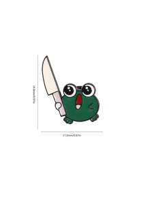 1pc Cute Cartoon Frog Holding Knife Brooch, Funny Frog Badge Decoration For Clothes, Bags, Accessories Halloween Accessories Teachers Day Jewelry Costume Accessories Bag Charms Office Accessories Christmas Gift