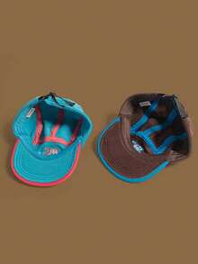 日系复古五片式拼接棒球帽男女夏季薄款透气防晒时尚贴布速干帽子 - 彩色 - 查看 4