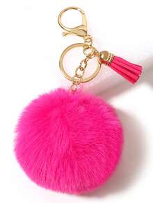 1 件迷你流苏毛绒球钥匙扣汽车挂饰包饰汽车配件学校可爱哥特 Y2k 包饰挂绳带身份证夹汽车配件包饰