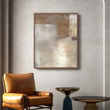 1pc Restickable Framed Modern Rustic Abstract Art Print, Wood Frame, Soft Geometric Shapes, Textured Brushwork, Contemporary Neutral Tones, Statement Wall Art Home Decor, Wall Art For Living Room, Entryway, Bedroom Art, Made In USA, Ready To Hang Art Prints - Brown - View 4