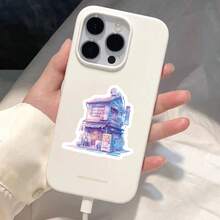 50 matowych naklejek z japońską architekturą, odpowiednich do asymetrycznych etui na telefony, laptopów, butelek na wodę, albumów, pamiętników