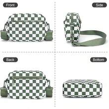 Checkered Crossbody Bag For Women Small Cute Purses  Shoulder Handbags Wide Strap - Bean Green Check - View 5